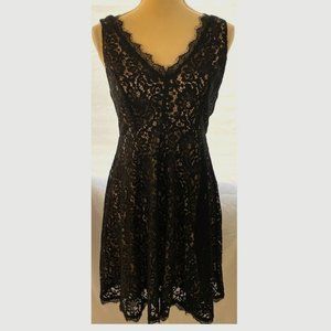 Black Vneck Lace Dress